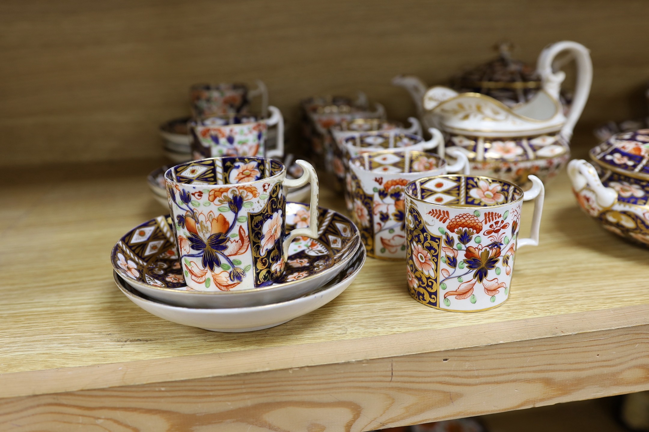 A group Derby Imari pattern part tea wares